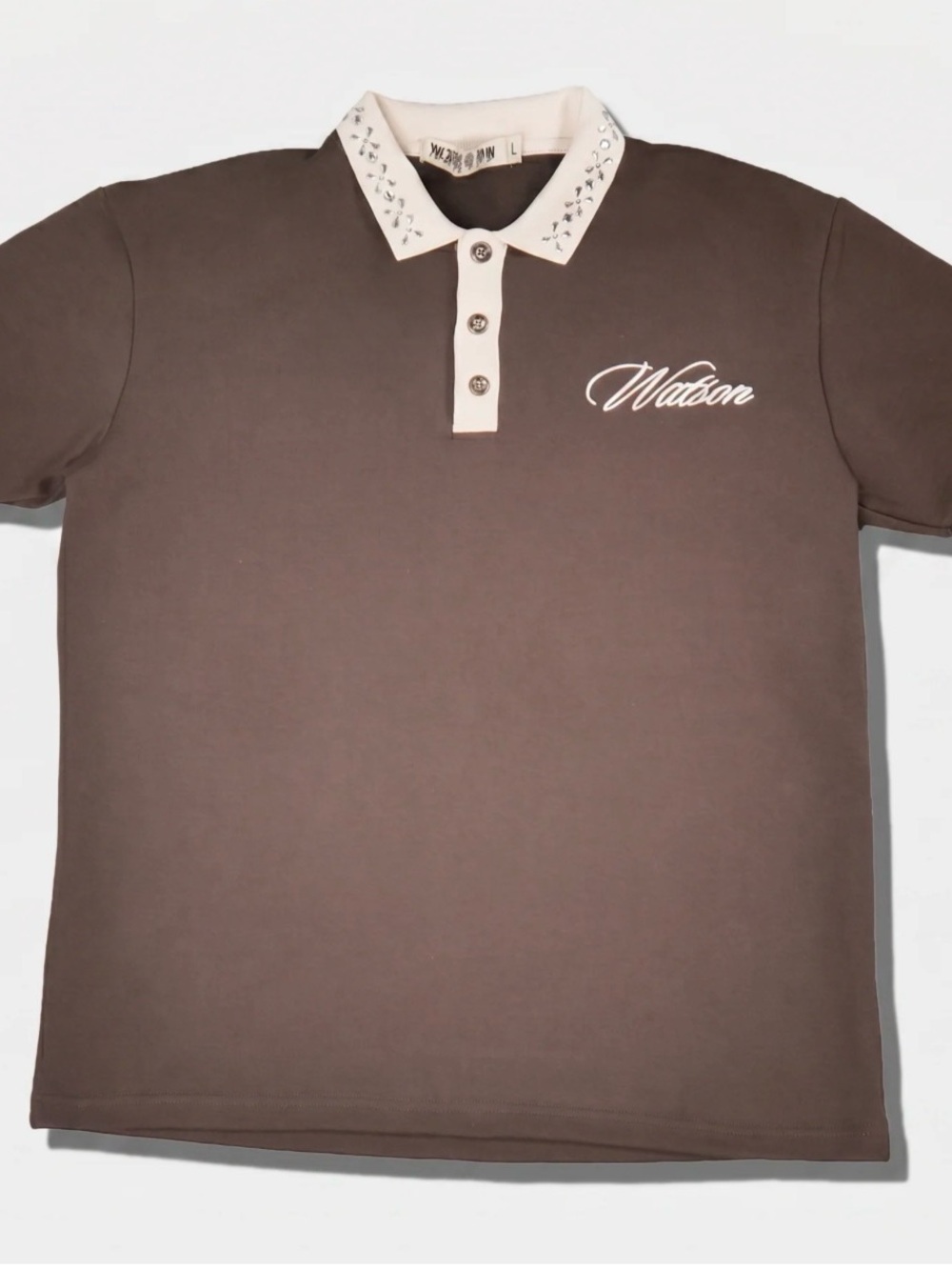 WATSON COLLAR EMBLELLISHED BLACK CHOCOLATE SHIRT Medium or 2XL available